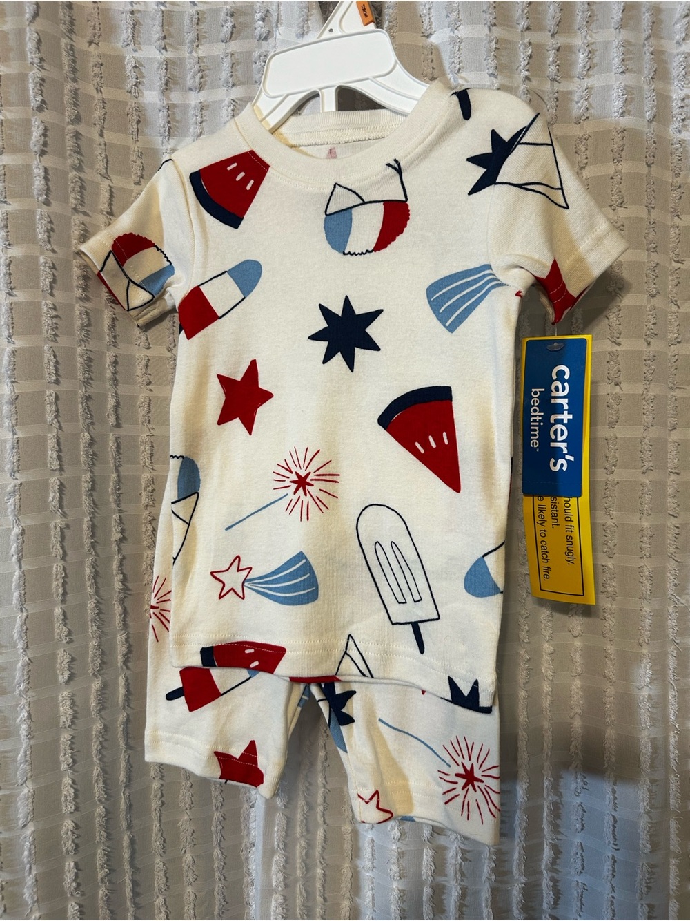 Carter's White One-Piece Footie with Red & Blue Summer Prints